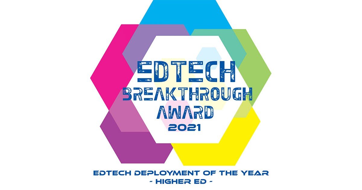 EdTech Breakthrough Award 2021 badge, EdTech Deployment of the Year, Higher Ed