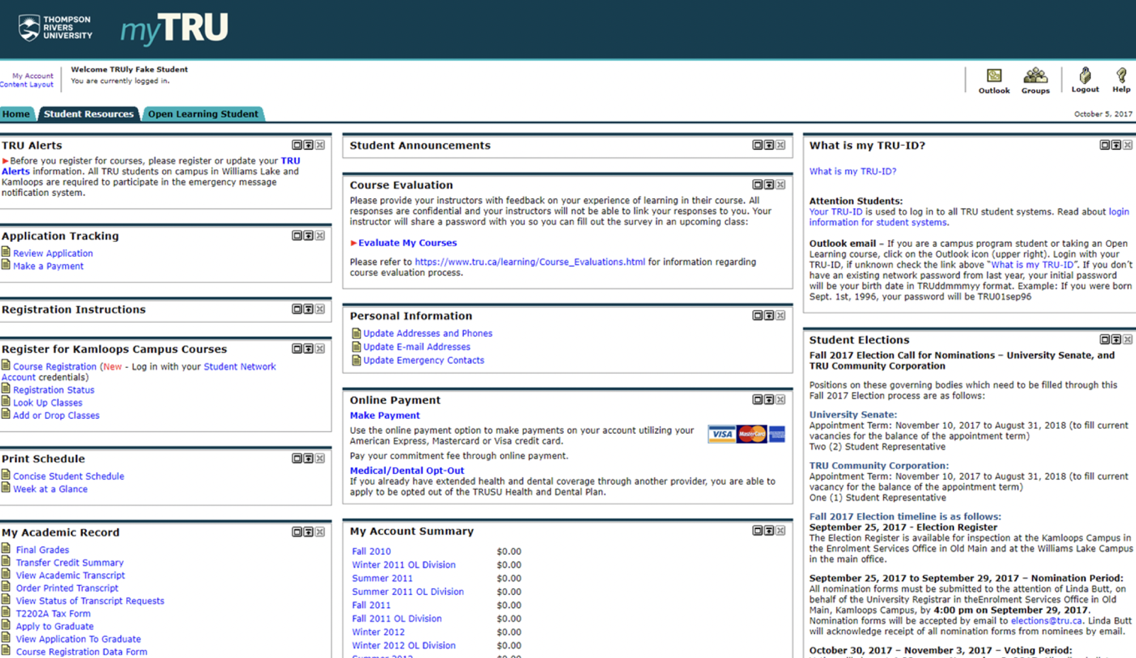 Example of a legacy institution portal, showing a dense grid of unorganized links